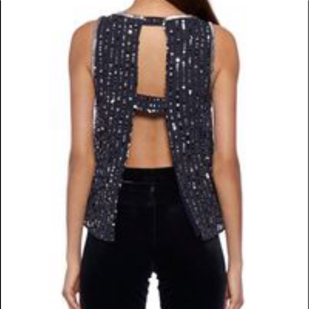 NWT Navy/Silver Glam Top